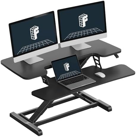 FLEXISPOT Standing Desk Converter 36" Desk Riser, Height Adjustable Desktop Riser Sit Stand Computer Workstation, Spacious Stand Up Desk Converter for Laptop Keyboard and Monitor Setup, Black by Unknown