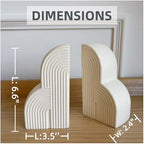Bookends Decorative for Heavy Books - Aesthetic Boho Style, Cream White - Image 3