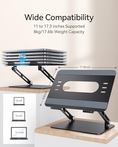 Orlian Adjustable Aluminum Laptop Stand for MacBook Air Pro Neo 10-17.3'' - Image 6