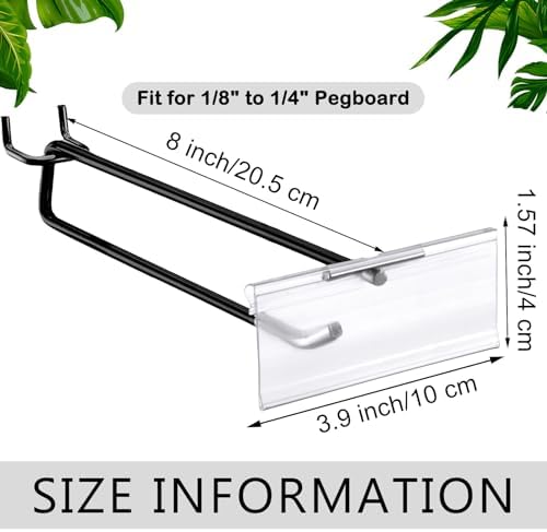 Tandefio 50 Pack Black Metal Peg Board Hooks with Label Holder, 8 Inch - Image 2