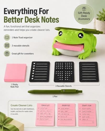 Note Toad Desk Organizer Sticky Note Holder With Three Templates - Image 4
