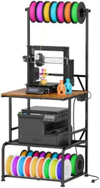 3D Printer Stand with Filament Storage, Large 3D Printer Table Filament Organizer with Spool Holder, Heavy Duty Printer Rack Workstation for 2 Printers, Filament Spools and Tools by Bliesosfud