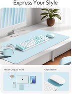 YSAGi Leather Desk Protector, Office Mat, Large Mouse Mat, Non-Slip PU Leather Blotter, Laptop Pad, Waterproof Writing Pad for Office and Home (Baby Blue, 47.2" x 23.6") - Image 2