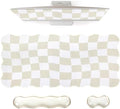 L-SPOUTTO Beige Checkered Mouse Pad Set,Scalloped XXL Desk Mat Set by L-SPOUTTO