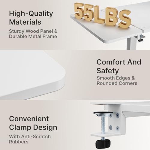PEGZONE Desk Extender Tray, 24" x 12", with Storage Drawer, Medium, White - Image 3