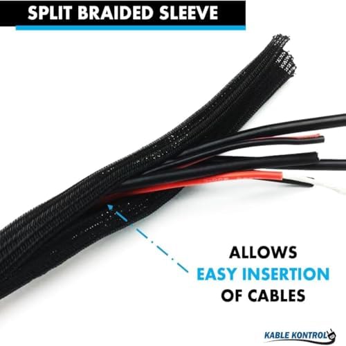 Kable Kontrol Braided Cable Sleeve Split Wrap 3/8" 100 Ft - Black - Image 3