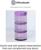 OfficeGoods 3-Tier Stackable Acrylic Holder, Purple with Silver Base - Image 2