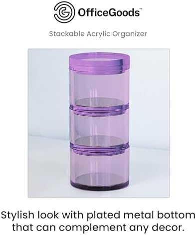 OfficeGoods 3-Tier Stackable Acrylic Holder, Purple with Silver Base - Image 2