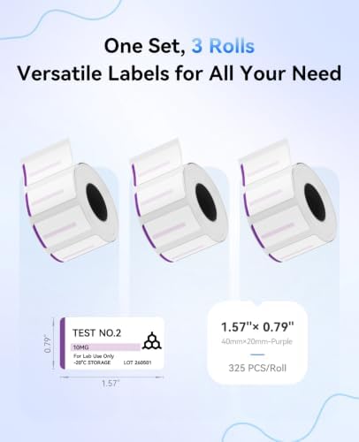 NIIMBOT M2/M3 Thermal Transfer Labels 3 Rolls, 1.57''×0.79'', Purple - Image 3