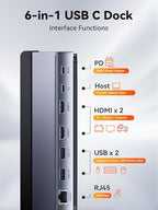Laptop Docking Station Stand Dual 4K Monitor: QUUGE USB C Docking Station Dual Monitor for Laptop, 2 HDMI (Single 4K@120Hz), 2 USB3.0 Ports, 100W PD, RJ45 Ethernet, Universal Laptop Stand USB C Dock - Image 6