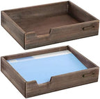 MyGift Set of 2 Vintage Distressed Finish Brown Wood Stackable Office Desktop Document Letter Paper Tray by MyGiftHome