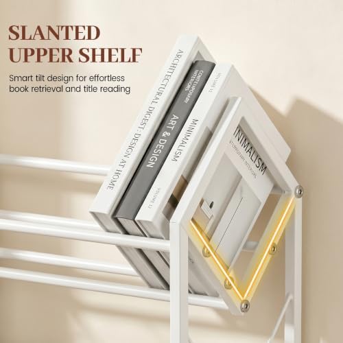 Desktop Bookshelf Organizer, 2 Tier Wood Desk Shelf for Tabletop Storage, Small Desktop Shelf for Office Home Dorm, Table Shelf Book Rack for Books/Supplies/Decor Display (White) - Image 4