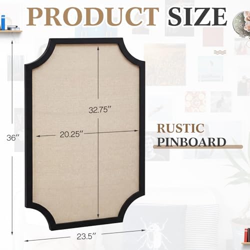 Wonderjune Linen Display Pinboard, Scalloped, 24" X 36", Black - Image 2
