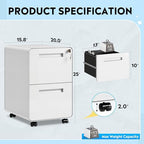 DEVAISE 2 Drawer File Cabinet with Lock, Fully Assembled Except Casters - Image 3