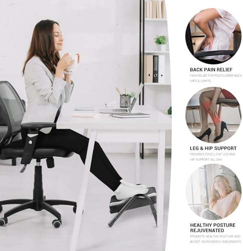 FUSLITE Ergonomic Adjustable Under Desk Foot Rest， Black - Image 2