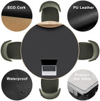 CENNBIE 54 Inches Round Cork Leather Dining Table Mat (Black) - Image 3
