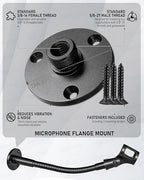 30-INCH Modular Microphone Stand Kit - Heavy-Duty Flexible Gooseneck Desktop Mic Stands Flange Mount Base and Extension Tube - Image 4