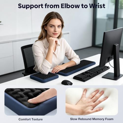 MEKASS Extra Large Wide Wrist Rest Set for Keyboard and Mouse, Ergonomic Memory Foam Wrist Support with Non-Slip Silicone Base, Pain Relief, Desk Cushion for Office, Work, Gaming - Image 5