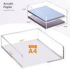 HeZone Paper Organizer Letter Tray,Acrylic Desk Organizer,Clear File Organizer for Desk,Stackable Paper Tray for Documents,A4 File Paper,Book,Bills, Crafts,Notes for Office/Classroom/Home Organization - Image 2