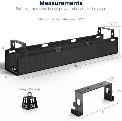 VIVO Black Screw-on 31 in Fabric Cable Management Tray, DESK-AC31F-S - Image 5
