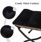 15"(H) Folding Ottoman, Set of 2, Foldable Footrest Stool, Small Foot Stool for Couch, Collapsible Foot Rest Ottoman for Sofa, Accent Padded Ottomans for Living Room, Bedroom, Black - Image 6