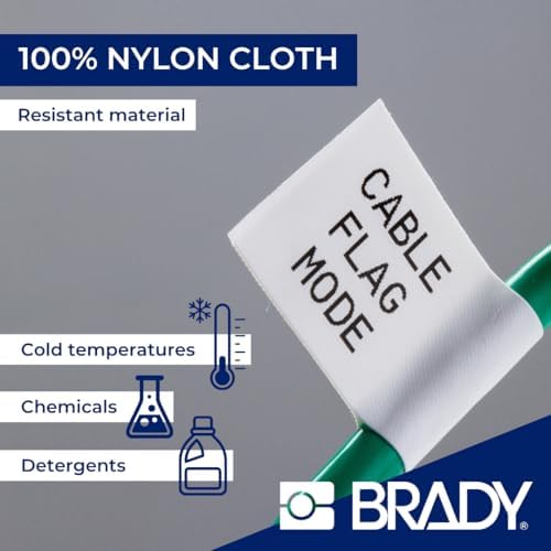 Brady Nylon Cloth Pre-Sized Labels for Label Printer BMP51/BMP53/M511-200 Self Adhesive Printer Labels - Waterproof Tape Printer Labels - Black on White (22.86mm x 12.70mm) - M5-84-499 - Image 3