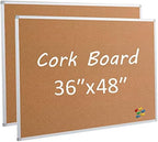 2 Pack Cork Board Bulletin Board 36 x 48, Silver Aluminium Framed 4x3 Corkboard, Office Board for Wall Cork, Large Wall Mounted Notice Pin Board by Justdowhatyouwanttodo
