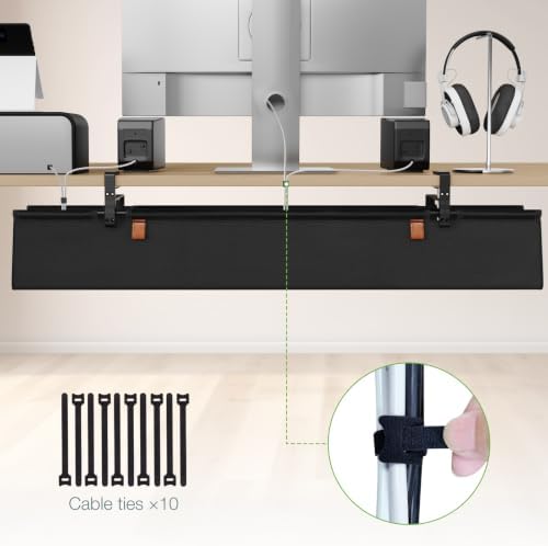 KEEGH Under Desk Cable Management Tray, 40 inch No Drill Cord Organizer - Image 5