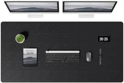 Aothia Leather Desk Pad Protector, Office Desk Mat, Large Mouse Pad, Laptop Desk Pad, Non-Slip PU Leather Desk Blotter, Waterproof Desk Writing Pad for Office and Home (Black, 47" x 24") by AothiaSimpleNaturalUnique