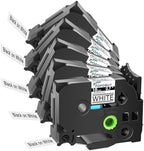 18mm 0.7 Laminated White Tape Compatible for Brother P-Touch TZ241 TZ-241 TZe-241 TZe241 3/4'' Black on White Label Tape for PTD410 PT-D400 PT-D610BT PTD600 Label Maker, 5 Pack by POPOBUY