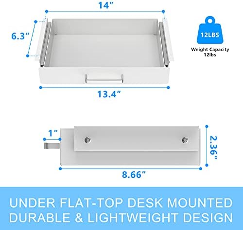 Gome Under Desk Pull-Out Drawer - Storage Organizer Office Mounted, Easy Slide-Out Pencil Drawer for Saving Space, Ideal for Sit-Stand Workstation - Image 3