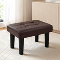 CAROLMADE Footstool Ottoman with Legs, PVC Small Foot Rest Under Desk, Ottoman with Storage for Living Room, Bedroom, Entryway Brown by CAROLMADE