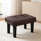 CAROLMADE Footstool Ottoman with Legs, PVC Small Foot Rest Under Desk, Ottoman with Storage for Living Room, Bedroom, Entryway Brown by CAROLMADE