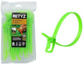 RETYZ 6-Inch Fluorescent Green Reusable Releasable Cable Ties – 100 Pack, 50 lb Strength, Patented Quick-Release, Tool-Free Design for Home, Office, and Light Industrial Use by RETYZ