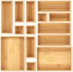 MapleGrace Bamboo Drawer Organizer Set, 14 PCS Wood Storage Organizers by MapleGrace