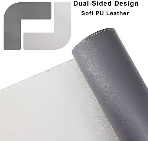 Chihein L-Shaped Desk Pad (45.3”+ 57.1”) x 15.7” Gray/White - Image 3