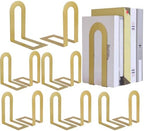 Chunful 12 Pcs Gold Metal BookEnds Shelves, 7.5 x 5.75 x 3.5 in by Chunful