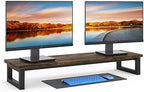 YAOHUOO Dual Monitor Stand Riser, 39Inch Large Monitor Stands for 2 Monitors, Computer Monitor Stand, Wooden Desktop Oraganizer Shelf for Office Desk Computer,Laptop,TV by YAOHUOO