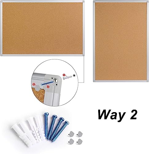 Cork Board Bulletin Board 24 x 18 Inches, Silver Aluminium Framed Corkboard, Office Board for Wall Cork, Large Wall Mounted Notice Pin Board for Home, Office and School - Image 7