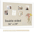 Double-Sided Wood Framed Cork Board with Linen, 36" x 24" by AMUSIGHT