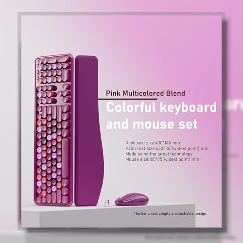 UBOTIE Wireless Keyboard and Mouse Combo, Phone Holder (Rosy-Road) - Image 4