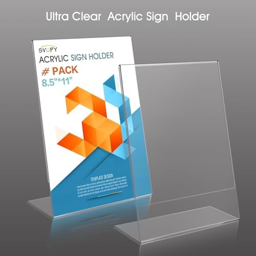 8.5x11 Acrylic Sign Stand Holders, Clear Plastic Table Paper Display Stands - Image 3