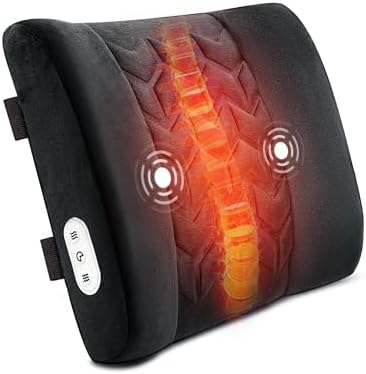 CILI Lumbar Support Pillow for Office Chair with Heat Vibration,Heated Back Support Pillow,Chair Massager for Back Pain Relief,Back Rest Cushion Pillow for Desk Sofa Home,Gifts for Women Men Mom Dad by CILI