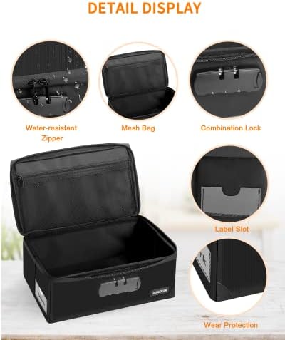 JUNDUN Index Card Holder with 48 Pieces 4x6 Inch Index Cards Dividers,Collapsible Fireproof Index Card Box with Lock fits 1200 4x6-Inch Flash Cards - Business, or Note Card Storage Boxes - Black - Image 4