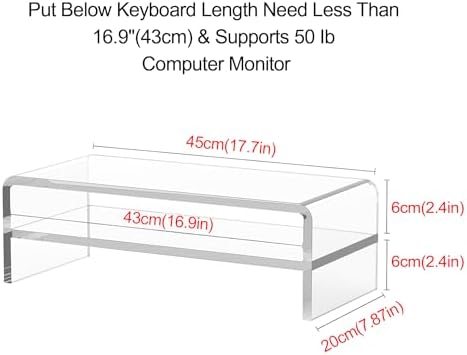 Egchi Acrylic Monitor Stand,2 Tiers Computer Monitor Riser(18x8x5.5 inches),Computer Stand/Monitor Riser for Office,School,Home,Laptop Stand Desktop Stand for Keyboard Storage&Printer TV Screen - Image 2