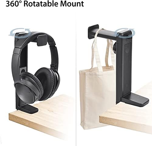 SCUUBE Headset Stand Headphone Stand 360 Degree Rotating Headphone Stand 2 in 1, Above&Under Desk Gaming Headset Holder Mount Hook Headset Stand Headset Holder Headphones Holder - Image 7