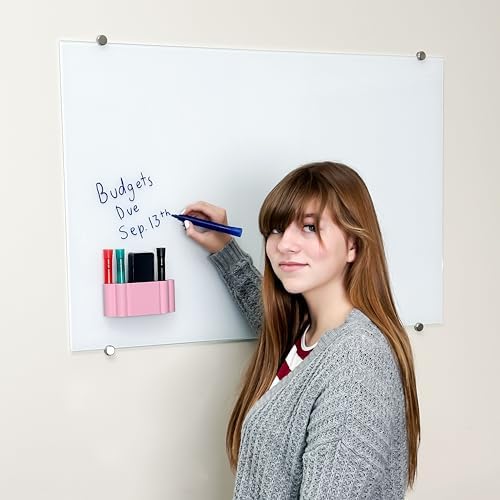Glassboard Studio Magnetic Dry Erase Marker Holder - Super Strong for Magnetic Glass Whiteboard or Fridge - 2 Large Neodymium Magnets - No Slip Grip - Eco-Friendly PLA Plastic (Blush Pink) - Image 3