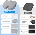 TushGuard Memory Foam Office Chair Seat Cushion - Light Grey, Large - Image 6