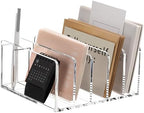 Acrylic Mail Sorter Desk Organizer with Pen Holder, 5 Compartments Clear by SANRUI