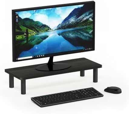 Pemberly Row Monitor Riser Stand, Espresso/Black Finish, Engineered Wood, Compact Design, No-Tools Assembly, Stable Elevated Support for Home Office Desk or Workstation - Image 5